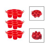 Kit 3 Forma Cesto Silicone Air Fryer Cupcake Muffin Vermelho