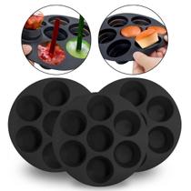 Kit 3 Forma Cupcake Muffin Sorvete Silicone Congelador Forno Freezer Confeitaria Culinaria Cozinha