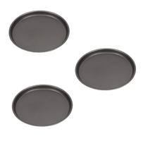 Kit 3 Forma De Pizza Aço Carbono 36Cm Assadeira Antiaderente