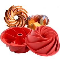 Kit 3 Forma De Silicone Assadeira Para Bolo Pudim Mousse Torta Forno