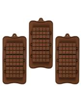 Kit 3 Forma de Silicone Barra de Chocolate Tablete 3 Cavidades Molde Confeitaria Kit 3 Forma de Silicone Barra de Chocolate Tablete 3 Cavidades Molde Confeitaria