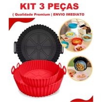 KIT 3 Forma De Silicone Para Air Fryer Forno Microondas Fritadeira Assadeira Reutilizável Antiaderente Flexível
