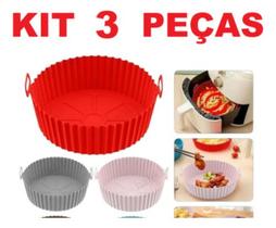 Kit 3 Forma De Silicone Para Air Fryer Forno Microondas