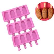 kit 3 Forma em Silicone para Mini Picolé Magnum 4 cavidades Antiaderente