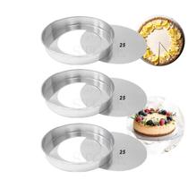 Kit 3 Forma Redonda Fundo Falso 25x5 Removível Alumínio Kit 3 Forma Redonda Fundo Falso 25x5 Removível Alumínio
