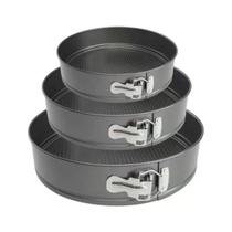Kit 3 Forma Redonda Fundo Removível Antiaderente Tefon Bolo Cheesecake Confeitaria Cozinha Assadeira