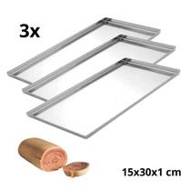 Kit 3 Forma Rocambole 15X30X1 Cm Bolo De Rolo Assadeira Alum