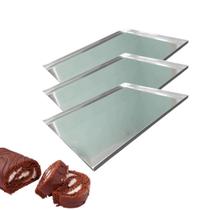 Kit 3 Forma Rocambole 40x30x1 cm Bolo de Rolo Assadeira Alum