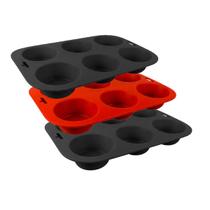 Kit 3 forma silicone assadeira antiaderente cupcake muffin 6 compartimento maleável dobrável bolinho Kit 3 forma silicone assadeira antiaderente cupcake muffin 6 compartimento maleável dobrável bolinho