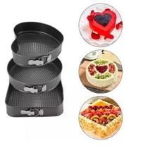 KIT 3 Formas Assadeiras Fundo Removivel Anti Aderente Bolo Torta CORACAO, CIRCULO E QUADRADO