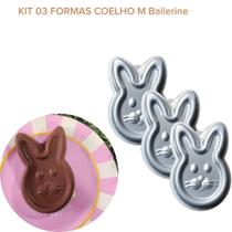 KIT 3 Formas Ballerine Coelho Bolo Pudim M 20x12,5x4cm CAPARROZ