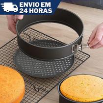 Kit 3 Formas Bolo Torta Fundo Removível Antiaderente Redonda - HUVI