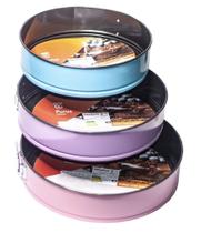 Kit 3 Formas Coloridas Assadeiras Fundo Removível Bolo Torta Redonda Alta Pão Caseiro - Purus