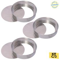 Kit 3 Formas Com Fundo Removível 25 cm Redonda Em Alumínio - Global Alumínio Kit 3 Formas Com Fundo Removível 25 cm Redonda Em Alumínio - Global Alumínio