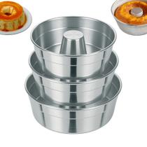KIT 3 Formas de Alumínio Redondas Pequena, Média e Grande Para Bolos, Pudins, Tortas Nº14, 18, 22