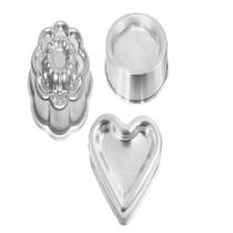 kit 3 Formas de Bolo Ballerine Decorada, Coração Ballerine, Torta Suiça Flor e Forma Vulcão Alumínio