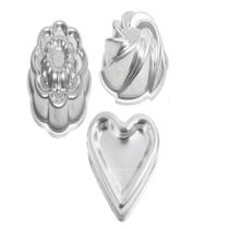 kit 3 Formas de Bolo Ballerine Decorada, Forma Vulcão Suíça, Coração Ballerine e Flor - Kit Use - me