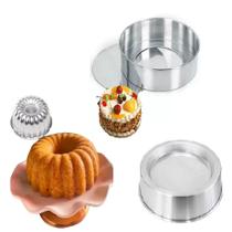 kit 3 Formas de Bolo Redondas Decorada, Forma Suíça Gomada, Forma Fundo Falso e Rebaixa Ballerine