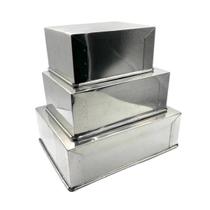 Kit 3 Formas De Bolo Retangular Alta 10 Cm Aluminio