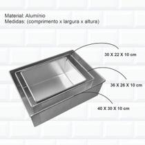 Kit 3 Formas De Bolo Retangular GRANDE Alta 10 Cm Alumínio