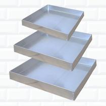 Kit 3 Formas De Brownie 25-30-35 Cm Assadeira Aluminio