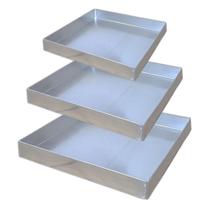 Kit 3 Formas De Brownie 25-30-35 Cm Assadeira Alumínio