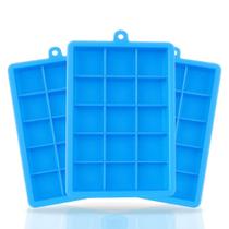 Kit 3 Formas de Gelo Silicone 15 cubos Azul Quadrado Grandes Flexível Para Drinks Whisky - Yab Kit 3 Formas de Gelo Silicone 15 cubos Azul Quadrado Grandes Flexível Para Drinks Whisky - Yab