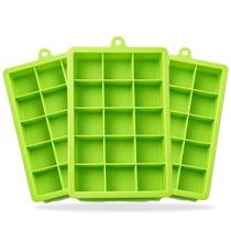 Kit 3 Formas de Gelo Silicone 15 cubos Verde Quadrado Grandes Flexível Para Drinks Whisky - Yab