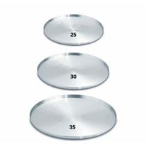 Kit 3 formas de pizza 25/30/35 cm aluminio com bordas reforçado multiuso pizzaria pizzas grande médio pequena