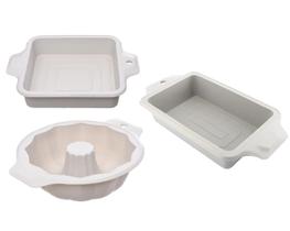 Kit 3 Formas de Silicone Antiaderente Flexível Para Pães Pudim Bolo