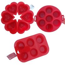 Kit 3 Formas De Silicone Bolo Bolinho Cupcake Escolha a Cor