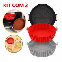 Kit 3 Formas de Silicone Forro Air Fryer Fritadeira Elétrica Antiaderente