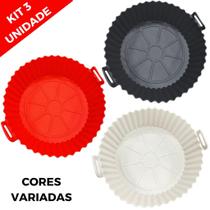 KIT 3 Formas De Silicone Para Air Fryer Forno Microondas Fritadeira Assadeira Reutilizável Antiaderente Flexível KIT 3 Formas De Silicone Para Air Fryer Forno Microondas Fritadeira Assadeira Reutilizável Antiaderente Flexível