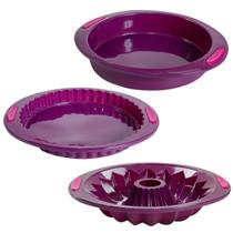 Kit 3 Formas de Silicone para Bolos Pudim Torta Moda do Chef Kit 3 Formas de Silicone para Bolos Pudim Torta Moda do Chef