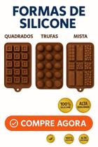 Kit 3 Formas de Silicone para Chocolate e Doces Moldes Criativos + Alta Durabilidade Kit 3 Formas de Silicone para Chocolate e Doces Moldes Criativos + Alta Durabilidade