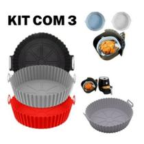 Kit 3 Formas de Silicone Quadrada 16x16cm Assadeira Air Fryer e Forno Forma para Fritadeira Elétrica com Alça