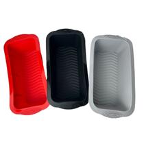 Kit 3 Formas de Silicone Retangular Para Air Fryer Pão 25x12cm