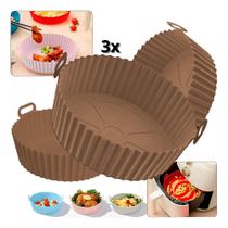 Kit 3 Formas Forro Air Fryer De Silicone Reutilizável Antiaderente - Wbcom Kit 3 Formas Forro Air Fryer De Silicone Reutilizável Antiaderente - Wbcom
