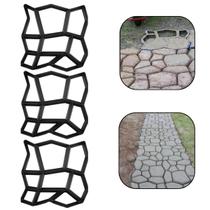 Kit 3 Formas Molde p Fabricar Caminho de Jardim Pedra Concreto 43x43x4 Facil Uso