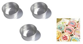 Kit 3 Formas Para Bolo Bentô Cake Fundo Falso / Removível