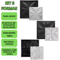 Kit 3 Formas Para Gesso 3D - Molde Gesso Floral Dunas Petala