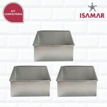 Kit 3 Formas Quadradas Bolo De Kilo Kg Mini Bolo - ISAMAR