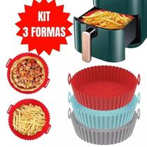 Kit 3 Formas Redonda de Assadeira Para Fritadeira Air Fryer Em Silicone Flexível Lavável Kit 3 Formas Redonda de Assadeira Para Fritadeira Air Fryer Em Silicone Flexível Lavável