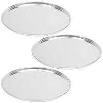 kit 3 formas redonda para pizza pães 35cm alumínio polido kit 3 formas redonda para pizza pães 35cm alumínio polido