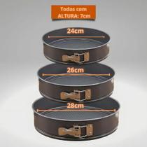 Kit 3 Formas Redondas Fundo Removível Antiaderente Assados Perfeitos e Praticidade Garantida Bolo e Tortas