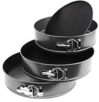 Kit 3 Formas Redondas Fundo Removível Antiaderente Liga de Aço Pequena Média Grande