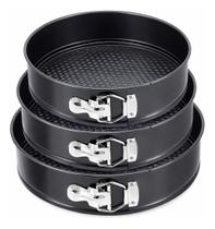 Kit 3 Formas Redondas Fundo Removível Antiaderente para Forno Bolo Torta Com Trava