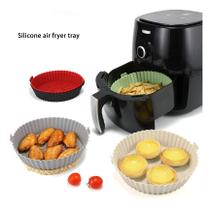 Kit 3 Formas Silicone Reutilizavel Protetor Air Fryer Microondas Forro Antiaderente