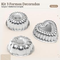 Kit 3 Formas Suiça Decorada 3 Peças 18cm Marca Caparroz - 1-n01- 1-n02-1coração Kit 3 Formas Suiça Decorada 3 Peças 18cm Marca Caparroz - 1-n01- 1-n02-1coração