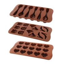Kit 3 Forminhas Silicone Chocolate Coração Doce Resina Gelo